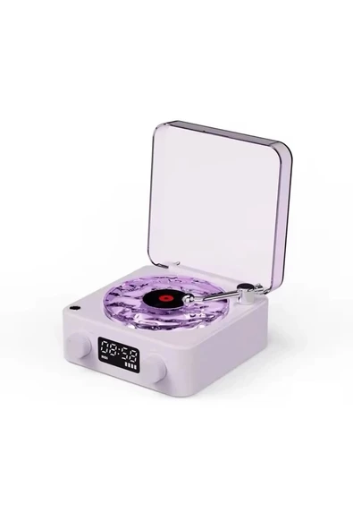 Waves Nostalji Plak Görünümlü Bluetooth Hoparlör 3d Ses Dalgası Retro Müzik Plak Mor ürün görseli 1