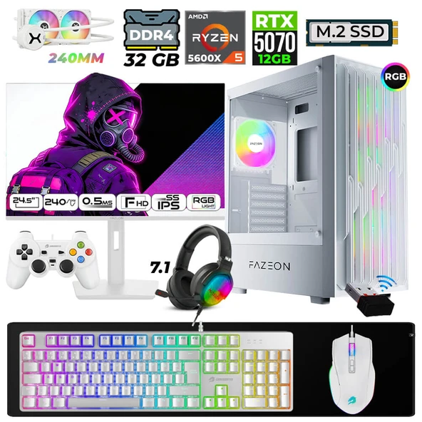 Xaser Astra X340 Ryzen 5 5600X 32GB Ram 1TB M.2 NVMe SSD 12GB RTX5070 Sıvı Soğutmalı 24,5" 240Hz Oyuncu Tavsiye Sistem ürün görseli 1