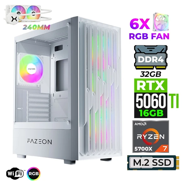 Xaser Astra X360 Ryzen 7 5700X 32GB Ram 1TB M.2 NVMe SSD 16GB RTX5060 Ti Sıvı Soğutmalı Oyuncu Tavsiye Sistem ürün görseli 1