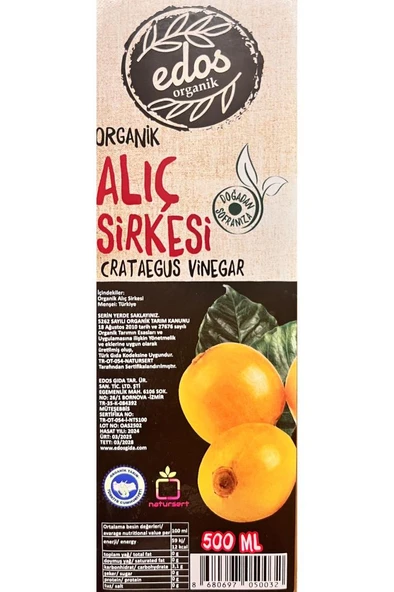 Edos Organik Alıç Sirkesi 500 ml - Resim 2