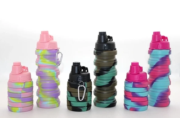 Katlanabilir Portatif Silikon Su Şişesi 500 Ml Alk3141 ürün görseli 1