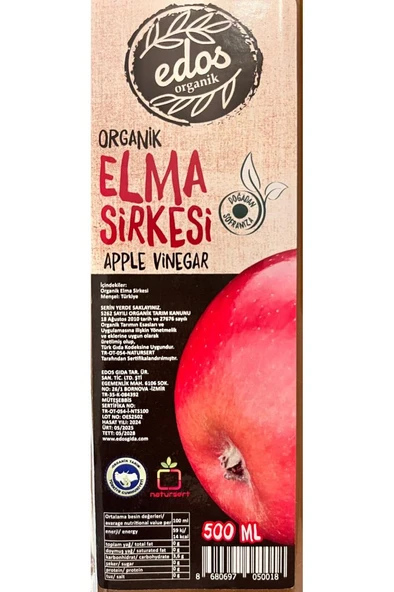 Edos Organik Elma Sirkesi 500 Ml - Resim 2