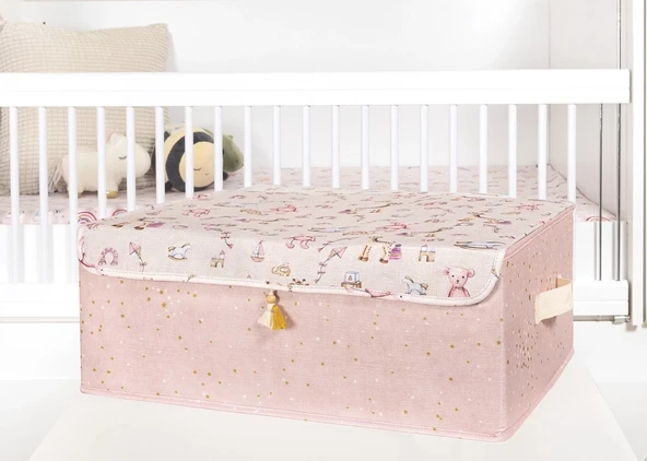 Baby Püsküllü Kapaklı Kutu Düzenleyici Çok Amaçlı Organizer Kutu Baza Boy (pembe) -04249 ürün görseli 1