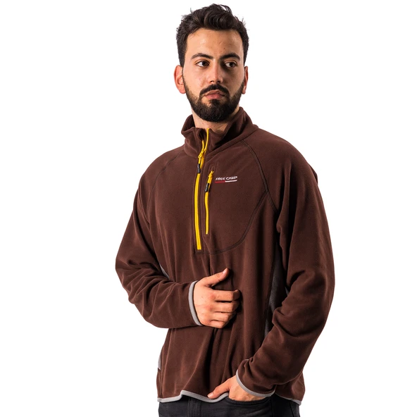 FreeCamp Man Half Zipper Fleece Polar-KAHVERENGİ ürün görseli 1