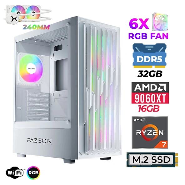 Xaser Astra X460 Ryzen 7 7800X3D 32GB DDR5 Ram 1TB M.2 NVMe SSD 16GB RX9060 XT Sıvı Soğutmalı Oyuncu Tavsiye Sistem ürün görseli 1