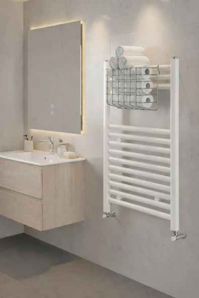 Petek Üstü Çok Amaçlı Banyo Rafı – Metal Havluluk & Düzenleyici Sepet 1 Adet Krom ürün görseli 1