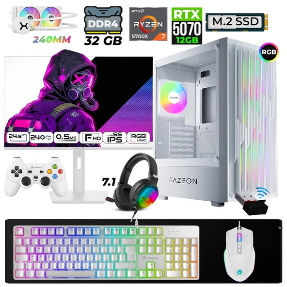 Xaser Astra X420 Ryzen 7 5700X 32GB Ram 1TB M.2 NVMe SSD 12GB RTX5070 Sıvı Soğutmalı 24,5" 240Hz Oyuncu Tavsiye Sistem ürün görseli 1