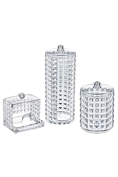 Diamond 3’lü Organizer Set – Kapaklı Şık Banyo ve Makyaj Düzenleyici ürün görseli 1