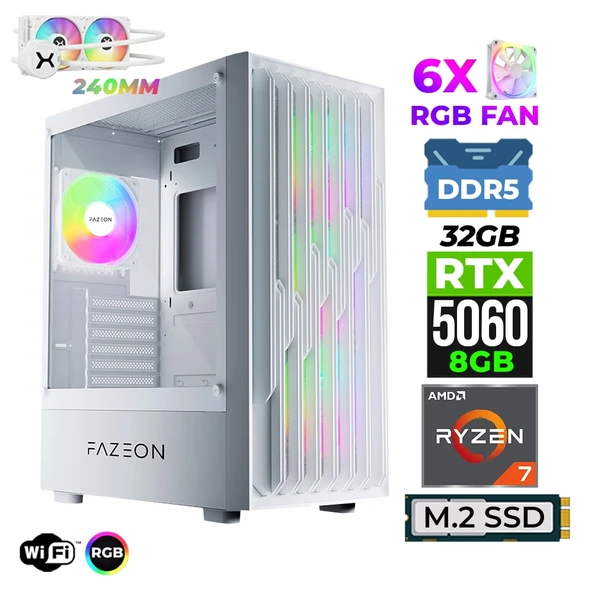 Xaser Astra X430 Ryzen 7 7800X3D 32GB DDR5 Ram 1TB M.2 NVMe SSD 8GB RTX5060 Sıvı Soğutmalı Oyuncu Tavsiye Sistem ürün görseli 1