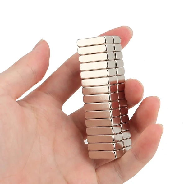 10 Adet 20x10x5 Mm Neodyum Magnet N35 Güçlü Mıknatıs Köşeli Ve Dayanıklı Nikel Kaplama ürün görseli 1