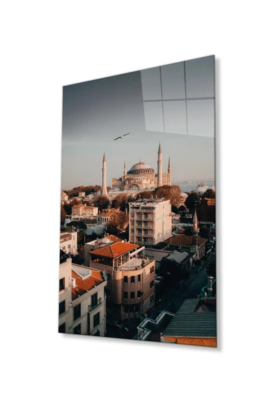 Ayasofya Cami Manzara Dini Duvar Dekoru Cam Tablo 4mm Dayanıklı Temperli Cam ürün görseli 1