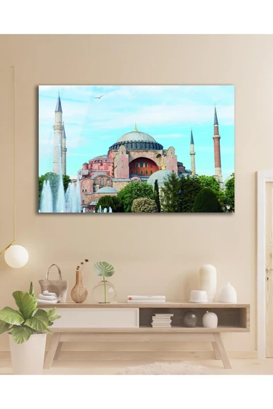 Ayasofya Camii Cam Tablo İslami Dini Modern Ev Ofis Salon Hediyelik Büyük Tablo Duvar Dekoru ürün görseli 1