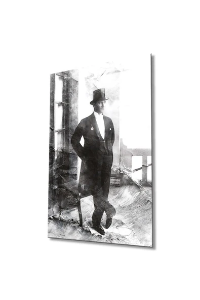 Atatürk Portre Cam Tablo Modern Ev Ofis Salon Hediyelik Büyük Tablo Duvar Dekoru ürün görseli 1