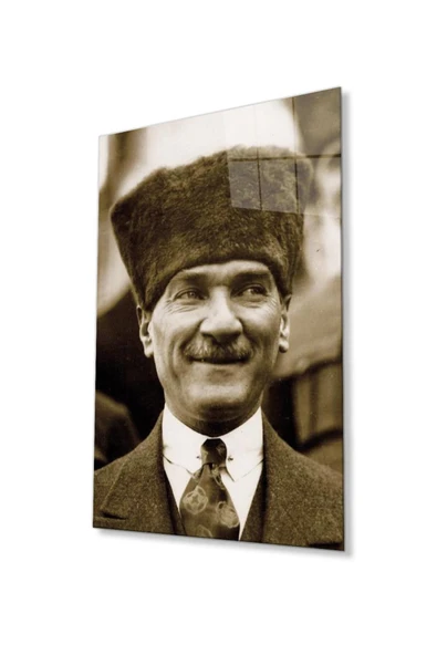 Atatürk Cam Tablo 4mm Dayanıklı Temperli Cam, Atatürk Glass Wall Art ürün görseli 1
