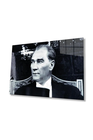 Atatürk Cam Tablo 4mm Dayanıklı Temperli Cam, Atatürk Glass Wall Art ürün görseli 1