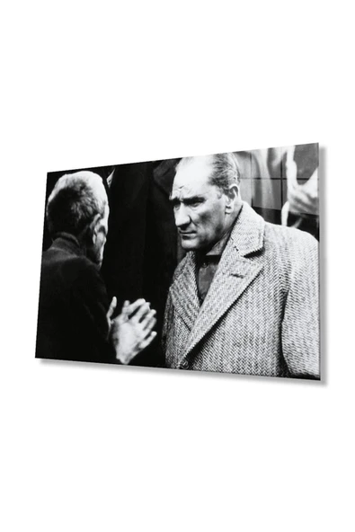 Atatürk Cam Tablo 4mm Dayanıklı Temperli Cam, Atatürk Glass Wall Art ürün görseli 1