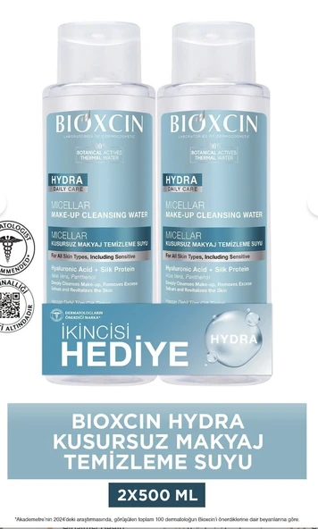 Bioxcin Hydra Micellar Makyaj Temizleme Suyu 500 ml, Hyaluronik Asit, AloeVera, Pantenol (1 Alana 1 Hediye) ürün görseli 1