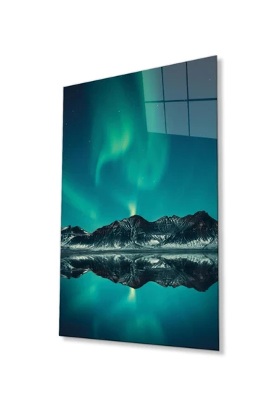 Dağ Yansıma Manzara Cam Tablo 4mm Dayanıklı Temperli Cam Mountain Reflection Landscape Glass Table ürün görseli 1
