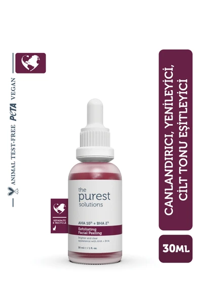 The Purest Solutions Aha & Bha Canlandırıcı & Cilt Tonu Eşitleyici Kırmızı Peeling Cilt Serumu 30 Ml (aha 10% + Bha 2%) ürün görseli 1