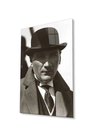 Atatürk Cam Tablo 4mm Dayanıklı Temperli Cam, Atatürk Glass Wall Art ürün görseli 1