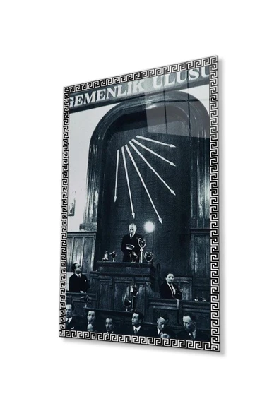 Atatürk Cam Tablo 4mm Dayanıklı Temperli Cam, Atatürk Glass Wall Art ürün görseli 1