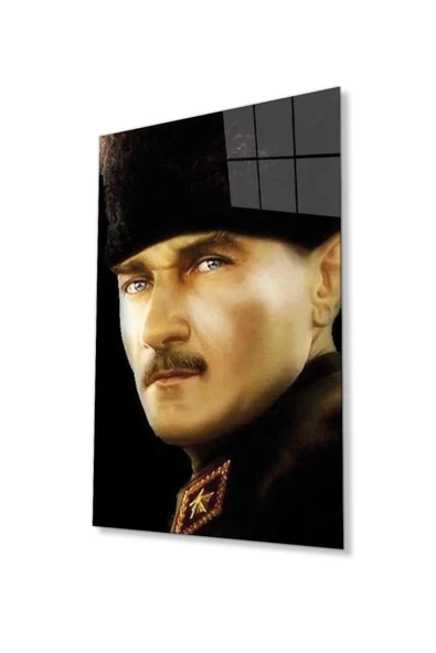 Atatürk Cam Tablo 4mm Dayanıklı Temperli Cam, Atatürk Glass Wall Art ürün görseli 1