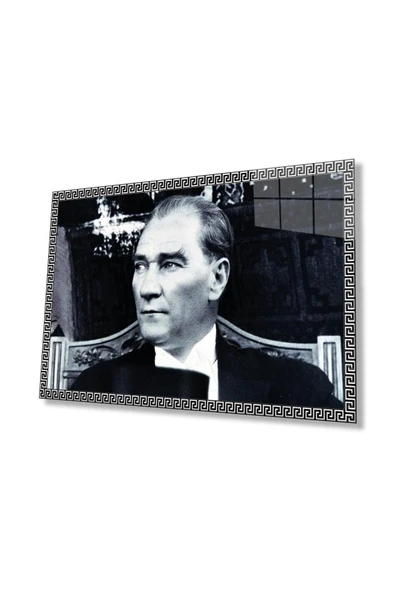 Atatürk Cam Tablo 4mm Dayanıklı Temperli Cam, Atatürk Glass Wall Art ürün görseli 1