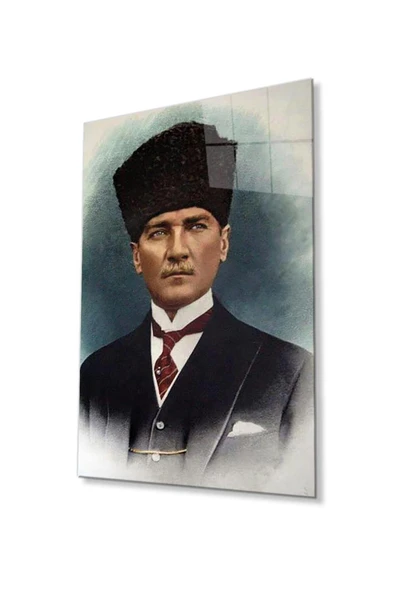 Atatürk Cam Tablo 4mm Dayanıklı Temperli Cam, Atatürk Glass Wall Art ürün görseli 1