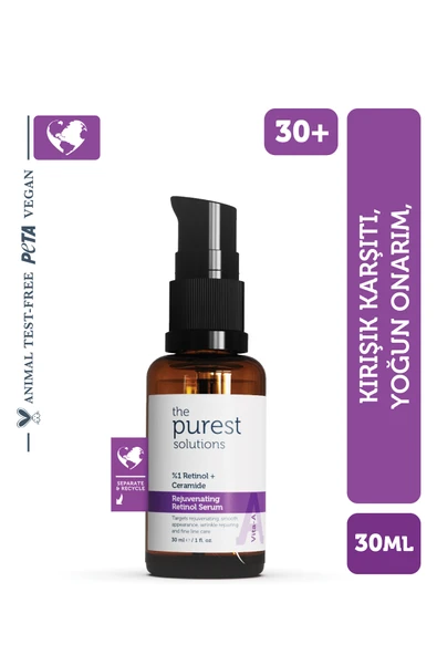 The Purest Solutions Kırışıklık Karşıtı, Onarıcı Retinol (a Vitamini) Gece Serumu 30 Ml (1% Retinol + Ceramide) ürün görseli 1