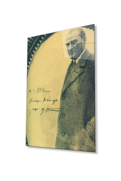 Atatürk Cam Tablo 4mm Dayanıklı Temperli Cam, Atatürk Glass Wall Art ürün görseli 1