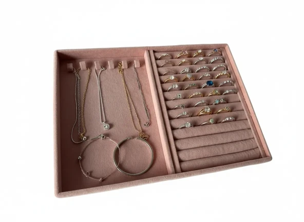 Rio Model Süet Kumaş Pembe Renk 24/34 Cm Tırnaklı-Sosisli Takı Sergileme Standı ürün görseli 1