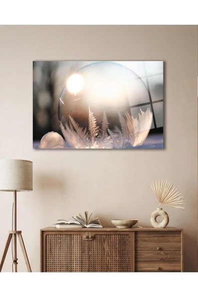 Kar Küresi Cam Tablo 4mm Dayanıklı Temperli Cam Snow globe Glass Wall Art ürün görseli 1