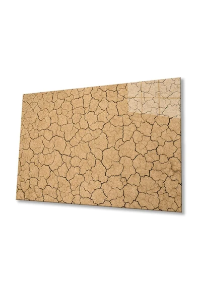 Çöl Kuru Çatlak Toprak 4mm Dayanıklı Cam Tablo Temperli Cam, Desert Dry Cracked Soil Glass Wall Art ürün görseli 1