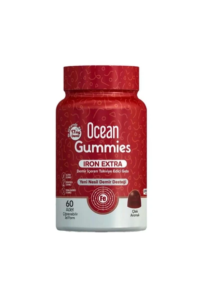 Orzax Ocean Gummies Iron Extra Demir İçeren Takviye Edici Gıda 60 Adet Çİğnenebilir Jel Form ürün görseli 1