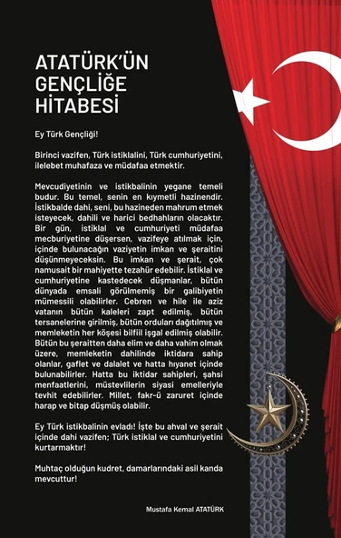 Atatürk'ün Gençliğe Hitabesi Cam Tablo Modern Ev Ofis Salon Hediyelik Büyük Tablo Duvar Dekoru ürün görseli 1