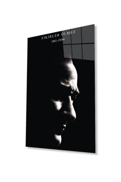 Atatürk Cam Tablo 4mm Dayanıklı Temperli Cam, Atatürk Glass Wall Art ürün görseli 1