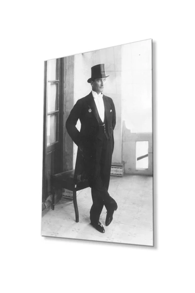 Atatürk Cam Tablo 4mm Dayanıklı Temperli Cam, Atatürk Glass Wall Art ürün görseli 1