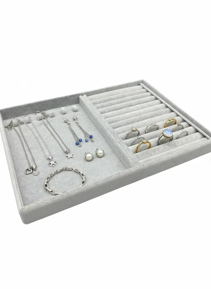 Rio Model Süet Kumaş Gri Renk 24/34 Cm Tırnaklı- Sosisli Takı Sergileme Standı ürün görseli 1