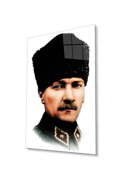 Atatürk Cam Tablo 4mm Dayanıklı Temperli Cam, Atatürk Glass Wall Art ürün görseli 1