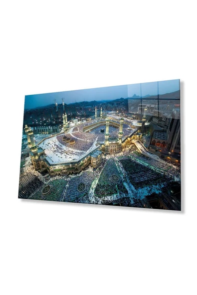 Kabe Manzara Harem'i Şerif Dini Cam Dekor Tablo 4mm Dayanıklı Temperli Cam ürün görseli 1