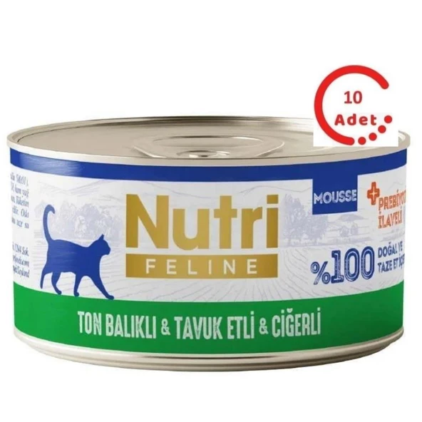 Nutri Feline Ton, Tavuk ve Ciğerli Tahılsız Kedi Konservesi 70 Gr x 10 Adet ürün görseli 1