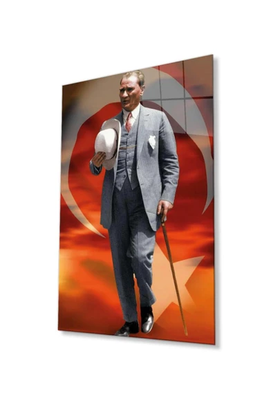 Atatürk Cam Tablo 4mm Dayanıklı Temperli Cam, Atatürk Glass Wall Art ürün görseli 1