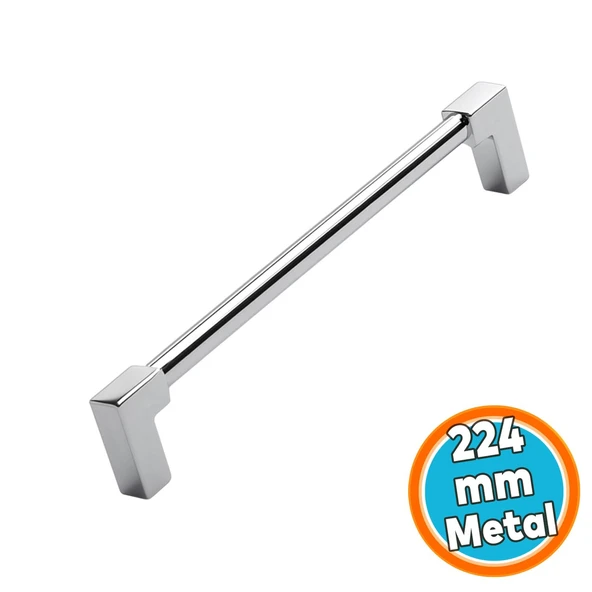 Mobilya Kulp Çekmece Dolap Kapak Kolu Kulpu Kulpları Dayanıklı Tasarım Gümüş Krom Metal 224 mm ürün görseli 1