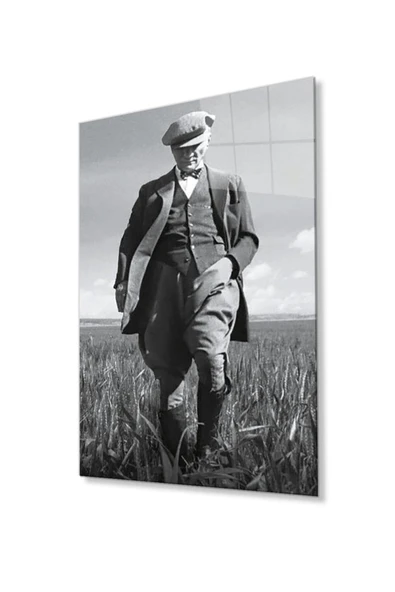 Atatürk Cam Tablo 4mm Dayanıklı Temperli Cam, Atatürk Glass Wall Art ürün görseli 1