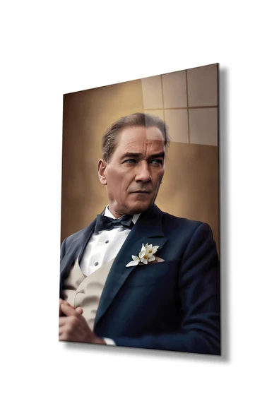 Atatürk Portre Cam Tablo Modern Ev Ofis Salon Hediyelik Büyük Tablo Duvar Dekoru ürün görseli 1