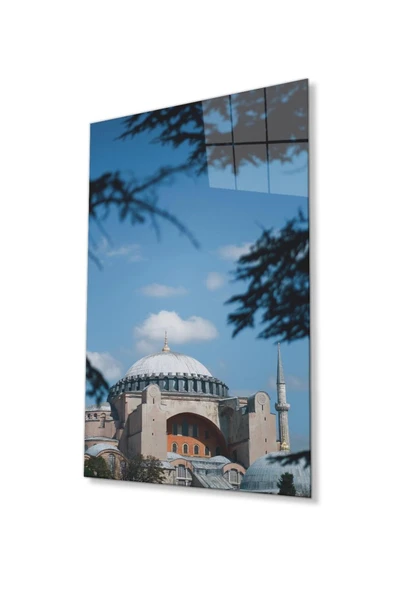 Ayasofya Cami Manzara Dini Duvar Dekoru Cam Tablo 4mm Dayanıklı Temperli Cam ürün görseli 1