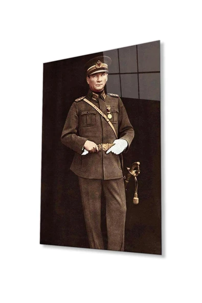 Atatürk Cam Tablo 4mm Dayanıklı Temperli Cam, Atatürk Glass Wall Art ürün görseli 1