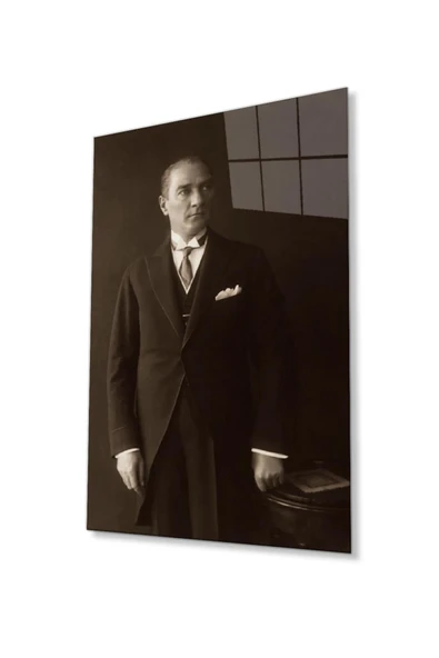 Atatürk Cam Tablo 4mm Dayanıklı Temperli Cam, Atatürk Glass Wall Art ürün görseli 1