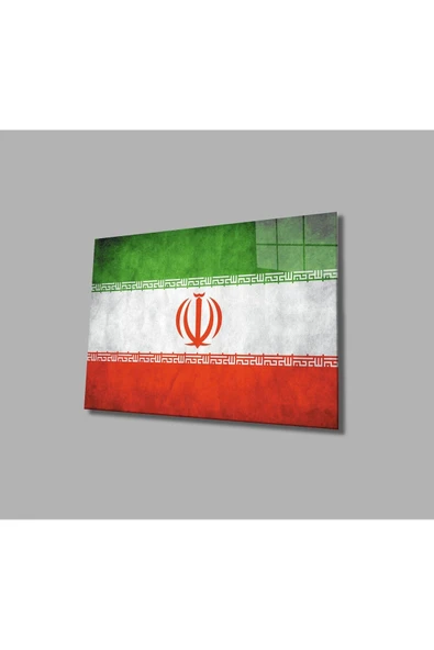 İran Cam Tablo 4mm Dayanıklı Temperli Cam, Iran Flag Glass Wall Art ürün görseli 1
