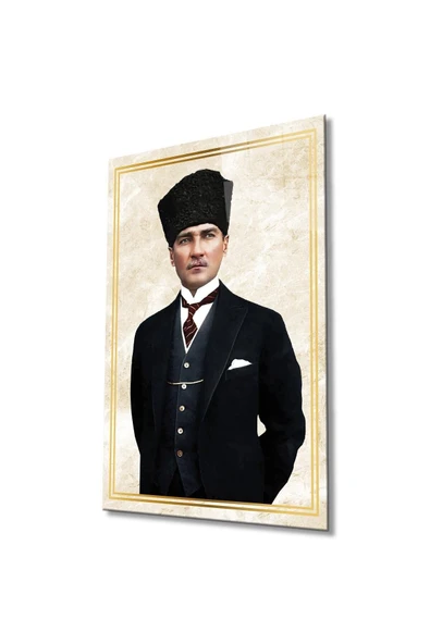 Atatürk Portre Cam Tablo Modern Ev Ofis Salon Hediyelik Büyük Tablo Duvar Dekoru ürün görseli 1